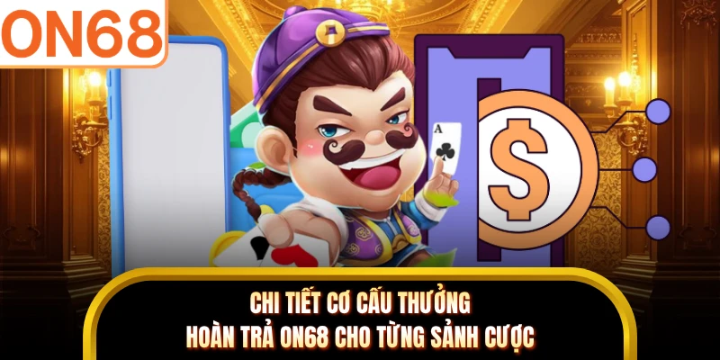 Chi tiết cơ cấu thưởng hoàn trả ON68 cho từng sảnh cược